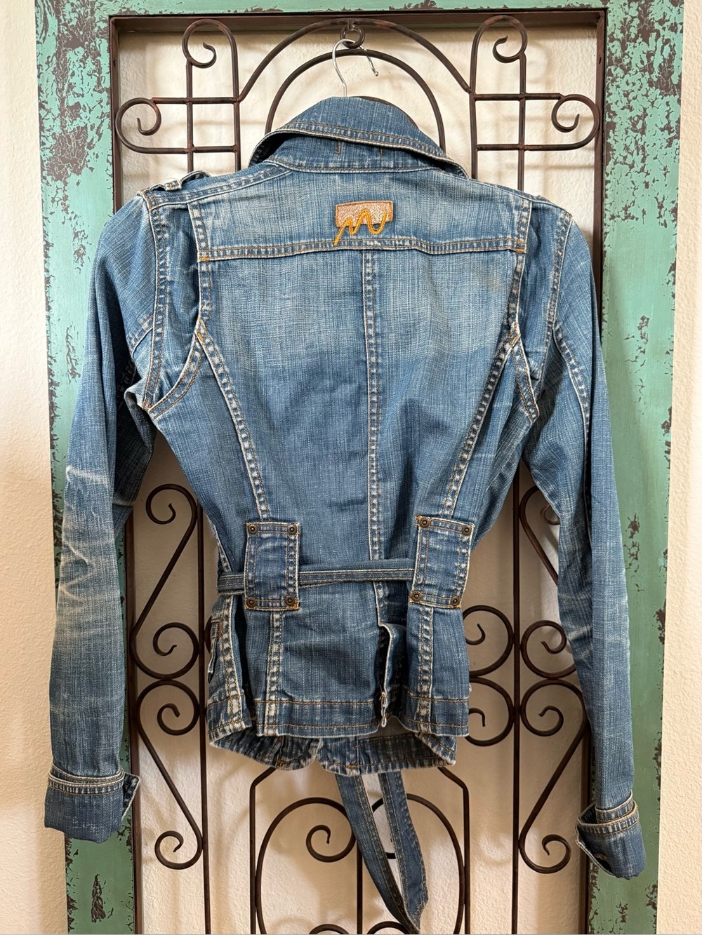 Mexx Belted Denim Jacket Y2K Fitted Jean Jacket US 2 - Picture 3 of 9
